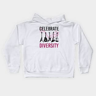 Funny Guitarist Music Lover, Celebrate Diversity Musician Guitar Player Gift Kids Hoodie